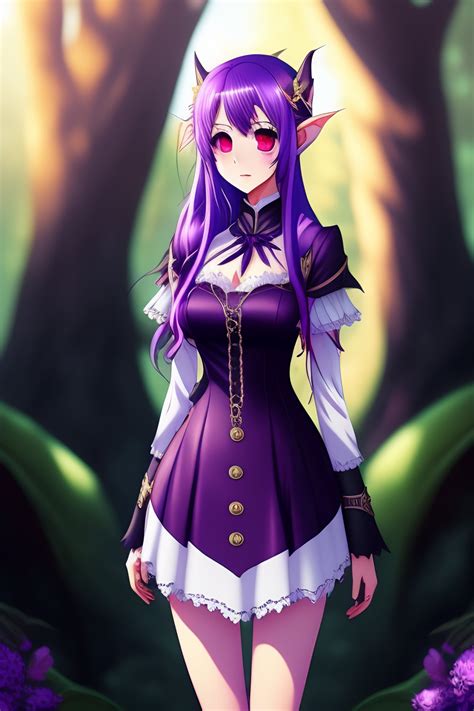 Lexica Full Body 20 Year Old Girl Anime Forest Elf Purple Hair