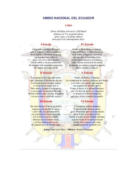Coro Himno Nacional Del Ecuador Letra