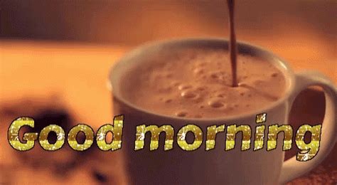 A cute kitten looks out of the cup and wishes you good morning. Good Morning Tea GIFs | Tenor