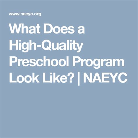 What Does A High Quality Preschool Program Look Like Naeyc