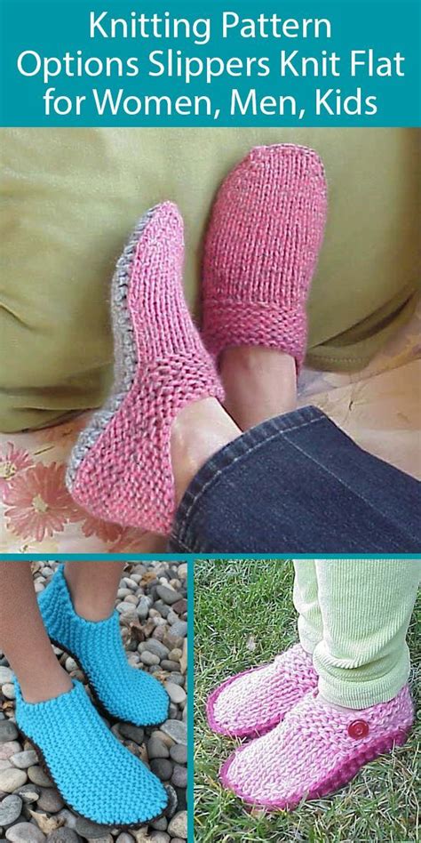 Options Slippers Knit Flat Knitting Patterns Knit Slippers Free