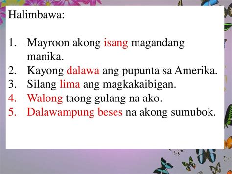 Halimbawa Ng Pamilang Na Pangungusap