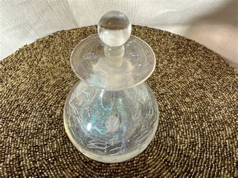 Vintage Clear Iridescent Glass Perfume Bottle Vanit Gem