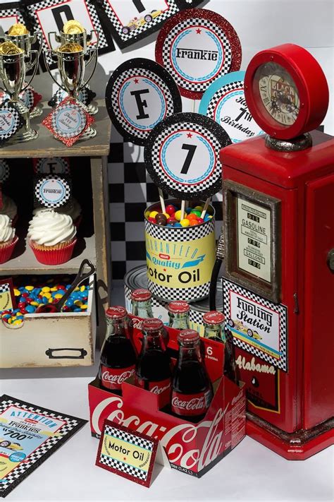 These sports theme party supplies pair well with noisemakers and are accented with. Vintage Race Car Themed Birthday Party {Decor, Planning ...
