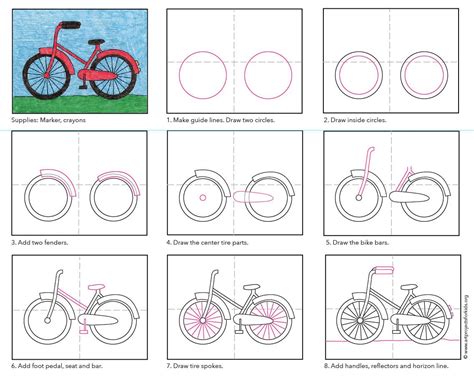 Easy How To Draw A Bike Tutorial And Bike Coloring Page Bike Art