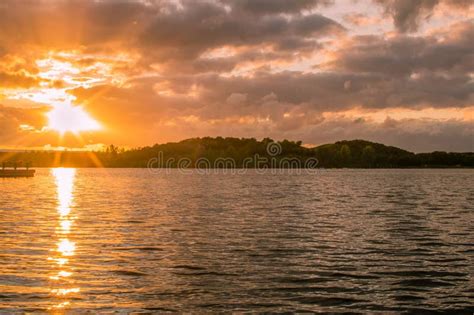 Lakeside Sunset Stock Photo Image Of Autumn Avenue 63080004