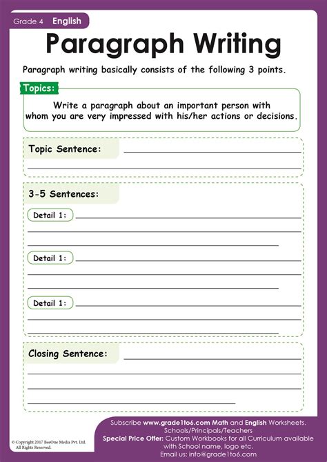 Paragraph Writing Topics For Class 4