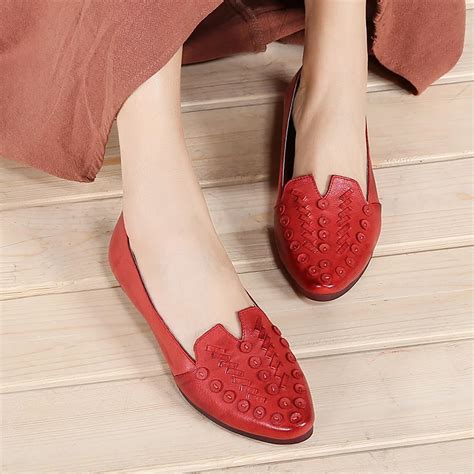 Vallu Vintage Handmade Shoes Women Flat Shoes Genuine Leather Pointed