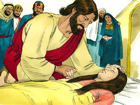 Freebibleimages Jesus Raises Jairuss Daughter To Life A Woman