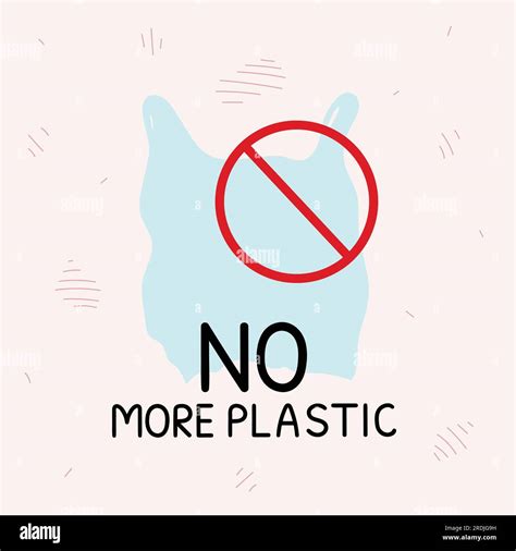 No More Plastic Poster With Banned Single Use Plastic Bag Marine And