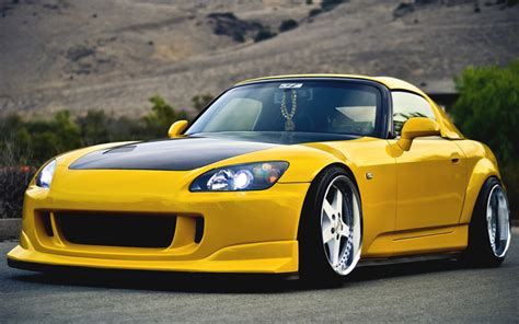Download Wallpapers Honda S2000 Stance Japanese Cars Tuning Yellow