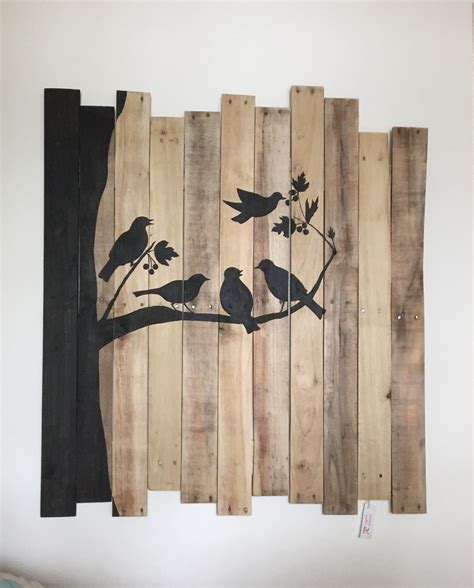 Birds In A Tree Original Artwork On Reclaimed Pallet Wood Measures 39