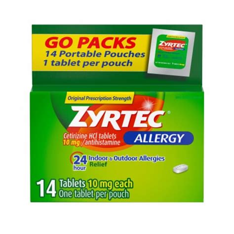 Zyrtec® 24 Hour Allergy Relief Tablets Go Packs 10mg 14 Ct Harris Teeter
