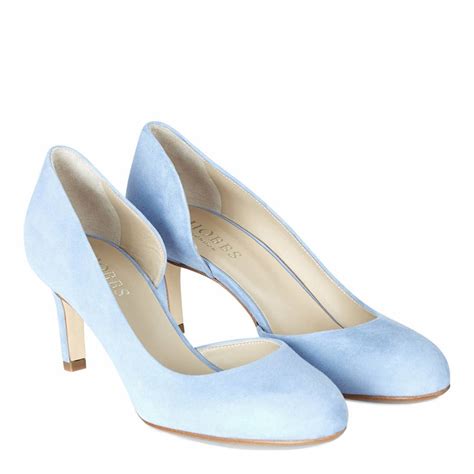Pale Blue Suede Tallulah Dorsay Court Shoes Heel Brandalley