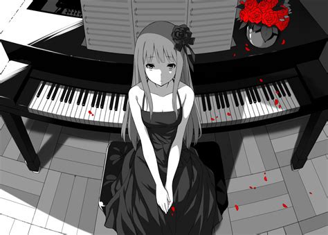 Anime Girl Sitting At The Piano Wallpapers And Images Wallpapers