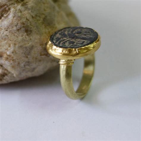 Antique Coin Ring 18k Solid Gold Ring Yellow Gold Coin Ring Etsy