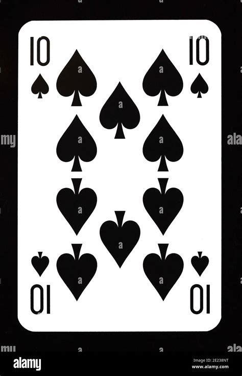 Ten Of Spades Playing Card Isolated On Black Background Stock Photo