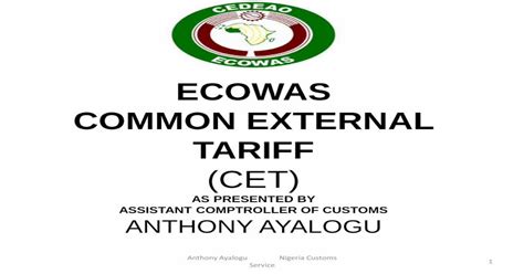 Ecowas Common External Tariff · World Ecowas Adoption Of A Common