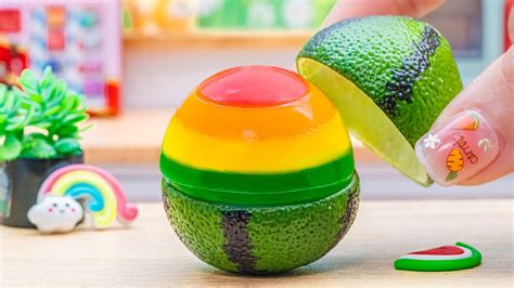 Coolest Miniature Rainbow Fruit Jelly Recipe Tutorial Easy Making Fruit Jelly Idea Tiny