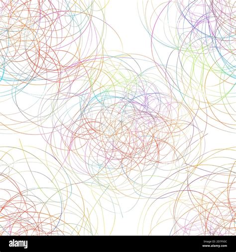 Hand Drawn Rainbow Circles Line Pen Doodle Seamless Background