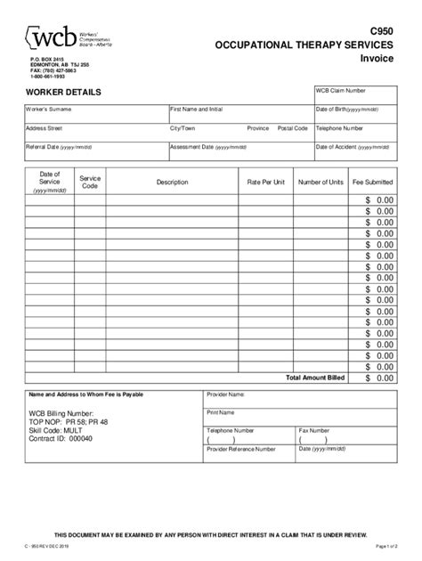 Therapy Invoice Template Printable Templates
