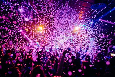 Concert Crowd Confetti Dancing Lights Editorial Stock Image Image Of