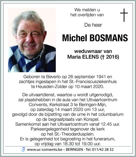 Michel Bosmans † 10032020 Inmemoriam