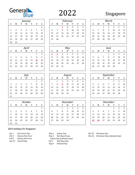 Free Printable Calendar 2022 Singapore Latest News Update