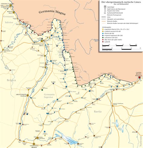 Map Of The Limes In Germany In The Footsteps Of The Romans Along The