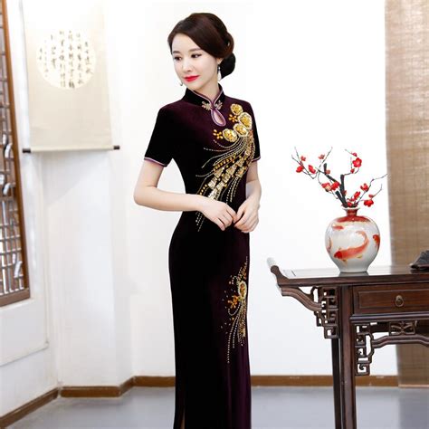 buy 2018 new velour cheongsams traditional chinese dress women autumn winter