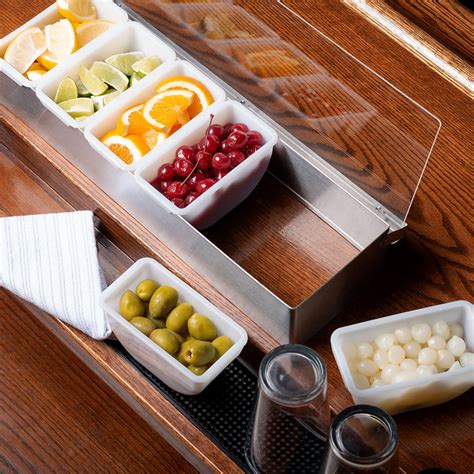 Bar Garnish Tray In Stainless Steel 6 Compartments
