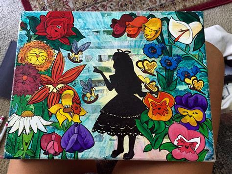 Alice In Wonderland Painting Acrylic On Canvas Mixed Media