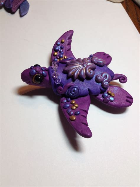 Purple sea turtle | Polymer clay creations, Clay creations, Clay