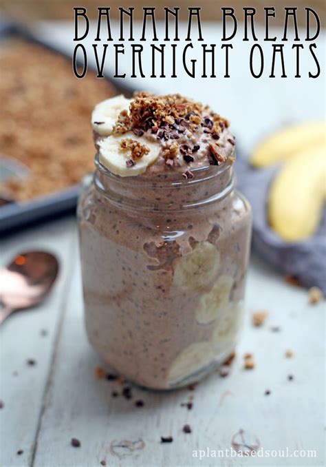 Blueberries work well in overnight oats or pancakes in the morning, blended into a smoothie for a snack, on salads at lunch and atop of coconut yogurt with cinnamon for a. Banana Bread Overnight Oats — A Plant Based Soul | Low fat ...