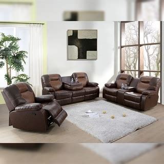 Joyce Style Brown Leather Piece Living Room Sectional Sofa Set Bed