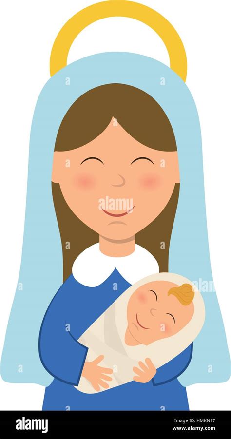 Holy Virgin Mary Cartoon Icon Vector Illustration Graphic Design Stock