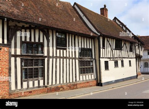 15th Century Timbered Buildings In Medieval Village Of Lavenham