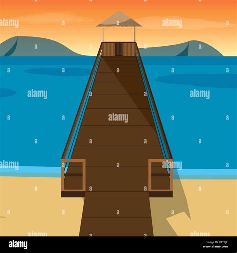 Beach With Dock Design Stock Vector Image And Art Alamy
