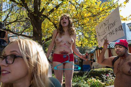 Photos Semi Nude Protesters March To Trump Tower Gothamist