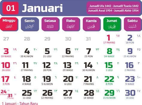 Kalender 2021 Bulan Januari Lengkap Lengkip Pisbon™ Computer Artwork©