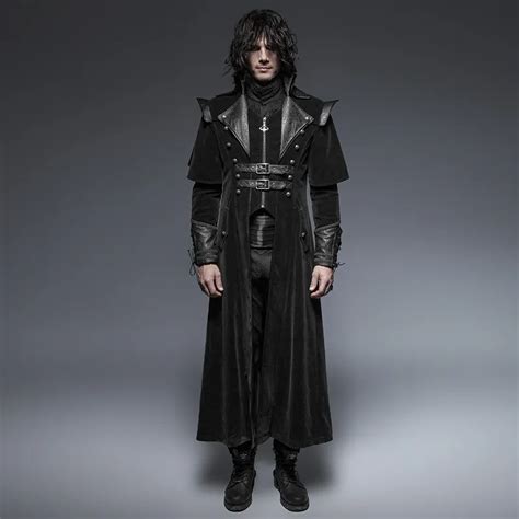 2017 Gothic Cool Leather Belts Long Cloak Coat For Men Handsome
