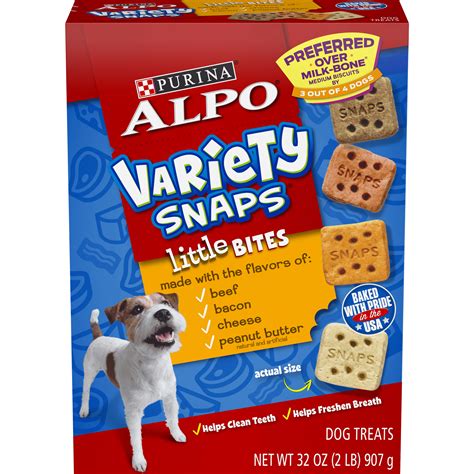 Alpo Variety Snaps Little Bites With Beef Bacon Cheese And Peanut Butter