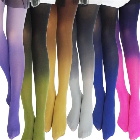 2019 New Harajuku Womens 120d Velvet Tights Candy Color Gradient Opaque Seamless Stockings
