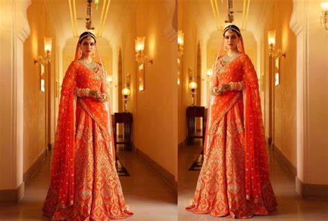 Kriti Sanons Intricate Orange Lehenga Is Totally Fit For A Princess Bride Fashion Blogs