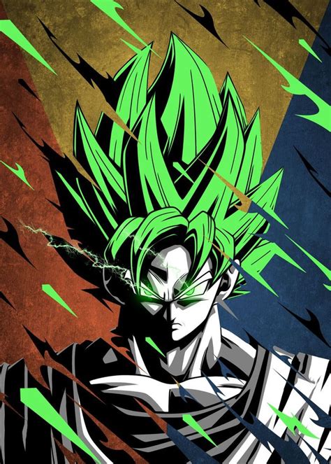 Green Goku Poster By Qreative Displate Anime Dragon Ball Poster