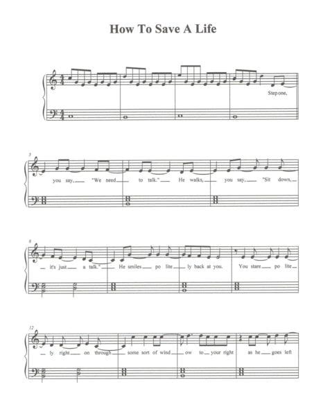 How To Save A Life Sheet Music Pdf Download