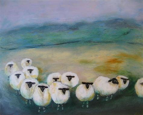 Irish Sheep Painting By Leslie Weddell