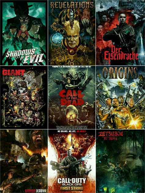9 Pcs Unique Set Collection Call Of Duty Zombies Black Ops Posters 50