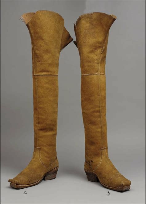 Pair Of Mans Leather Thigh Boots English 1630s Historical Shoes