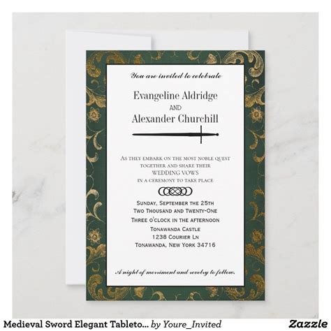 Medieval Sword Elegant Tabletop Gamer Wedding Invitation Zazzle In